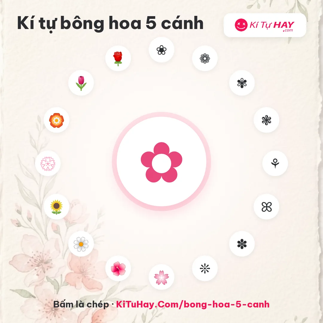Kí tự bông hoa 5 cánh ✿ cho tên Free Fire 2026