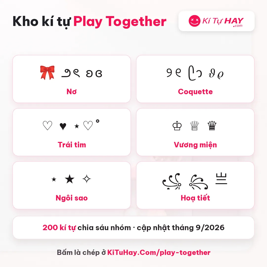 Kí Tự Đặc Biệt Play Together Đẹp 2026