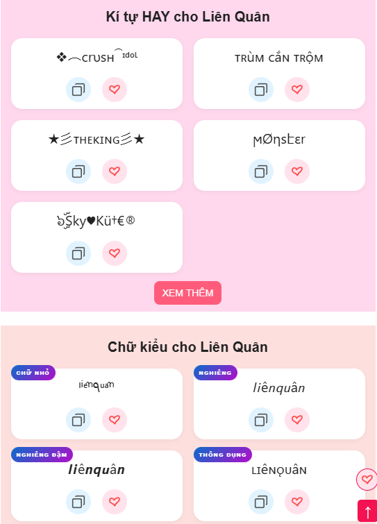 Gợi ý tạo tên đẹp